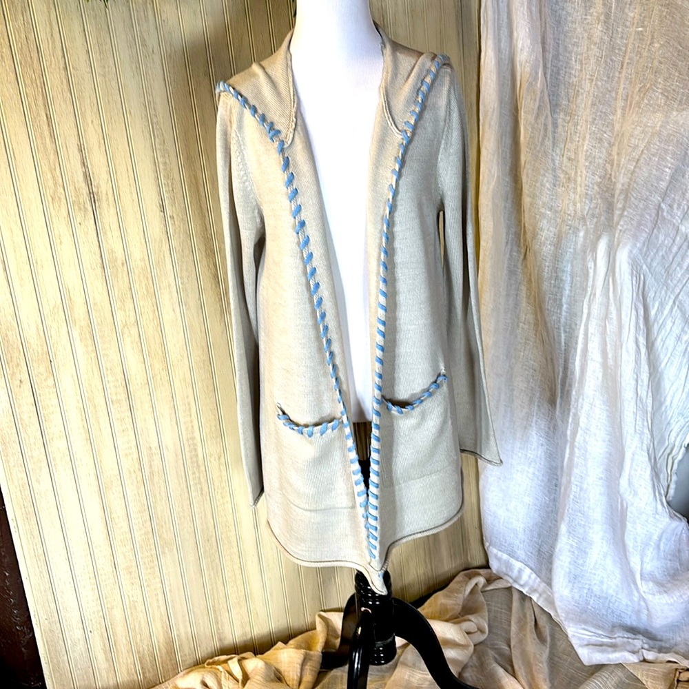 Soft Surroundings Hooded Sweater Cardigan, Wool Blend, Size medium, NWOT